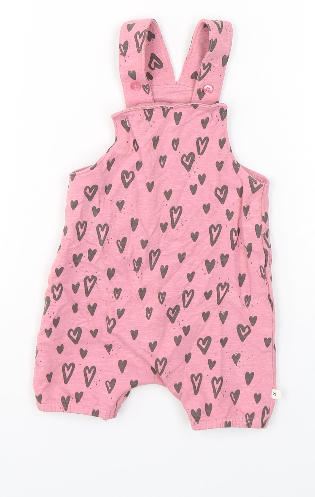 NEXT Girls Pink Polka Dot Cotton Dungaree One-Piece Size 6-9 Months  Snap