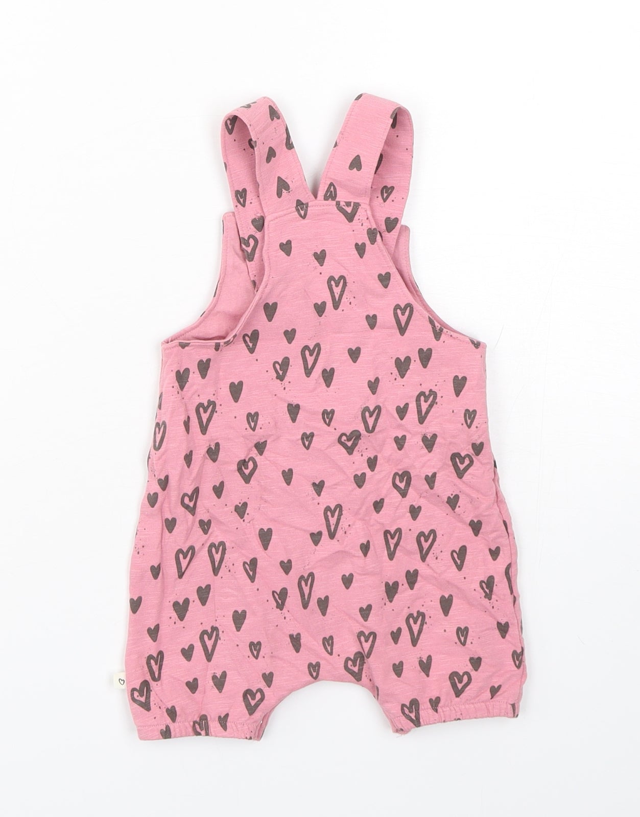 NEXT Girls Pink Polka Dot Cotton Dungaree One-Piece Size 6-9 Months  Snap