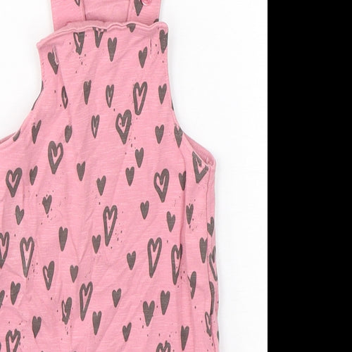 NEXT Girls Pink Polka Dot Cotton Dungaree One-Piece Size 6-9 Months  Snap