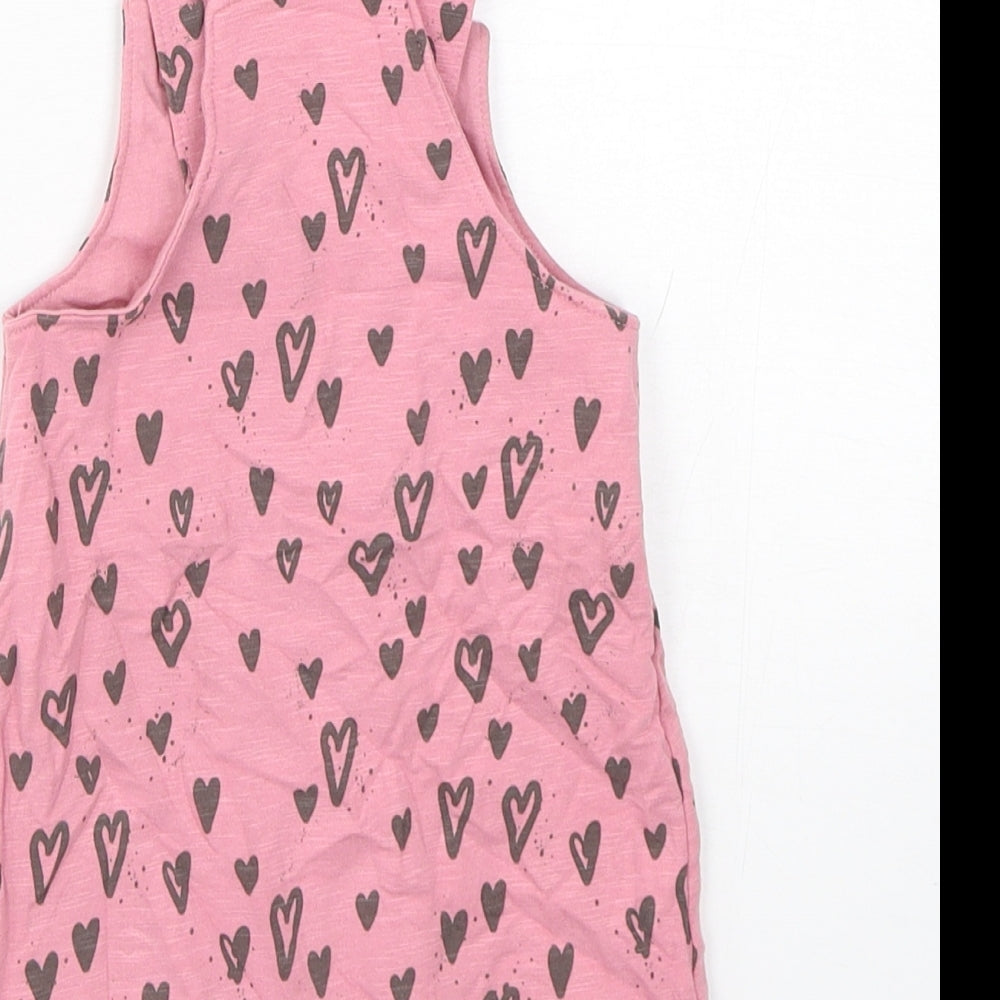 NEXT Girls Pink Polka Dot Cotton Dungaree One-Piece Size 6-9 Months  Snap