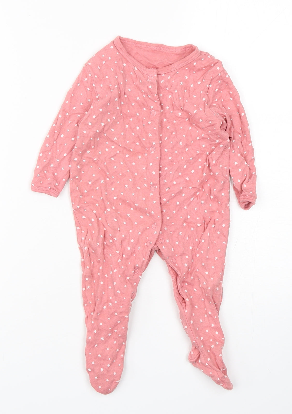 Primark Girls Pink Polka Dot Cotton Babygrow One-Piece Size 6-9 Months  Snap