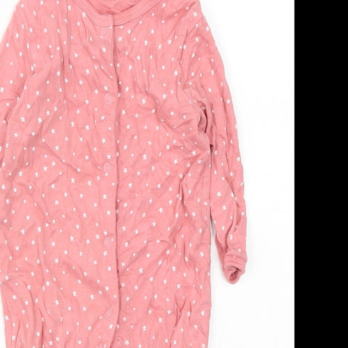Primark Girls Pink Polka Dot Cotton Babygrow One-Piece Size 6-9 Months  Snap