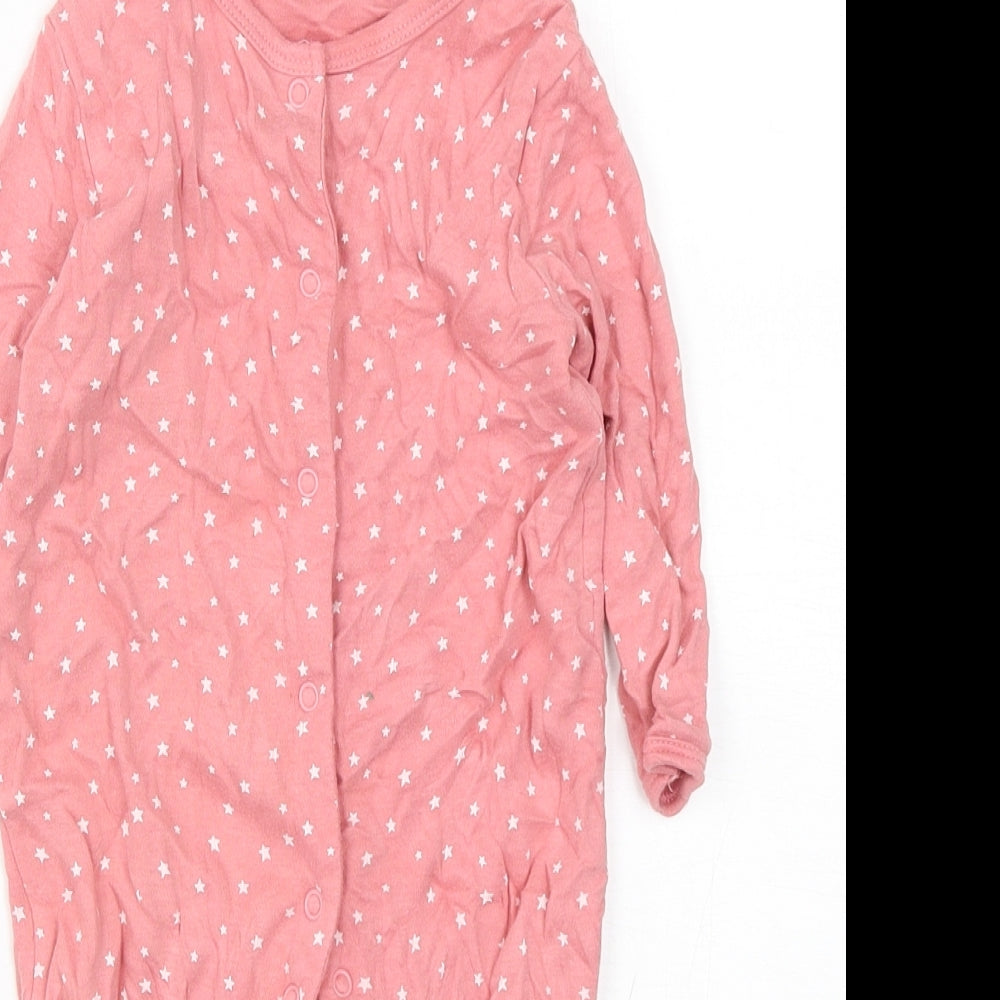Primark Girls Pink Polka Dot Cotton Babygrow One-Piece Size 6-9 Months  Snap