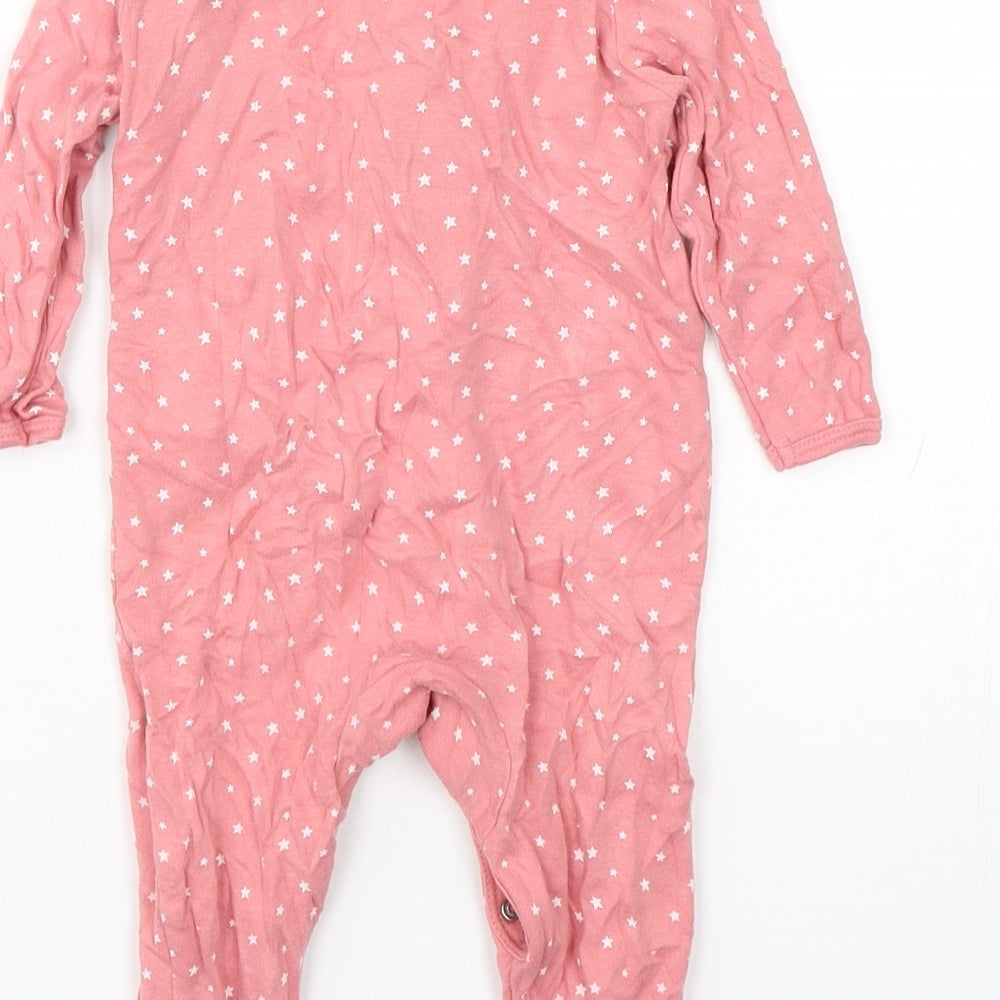 Primark Girls Pink Polka Dot Cotton Babygrow One-Piece Size 6-9 Months  Snap
