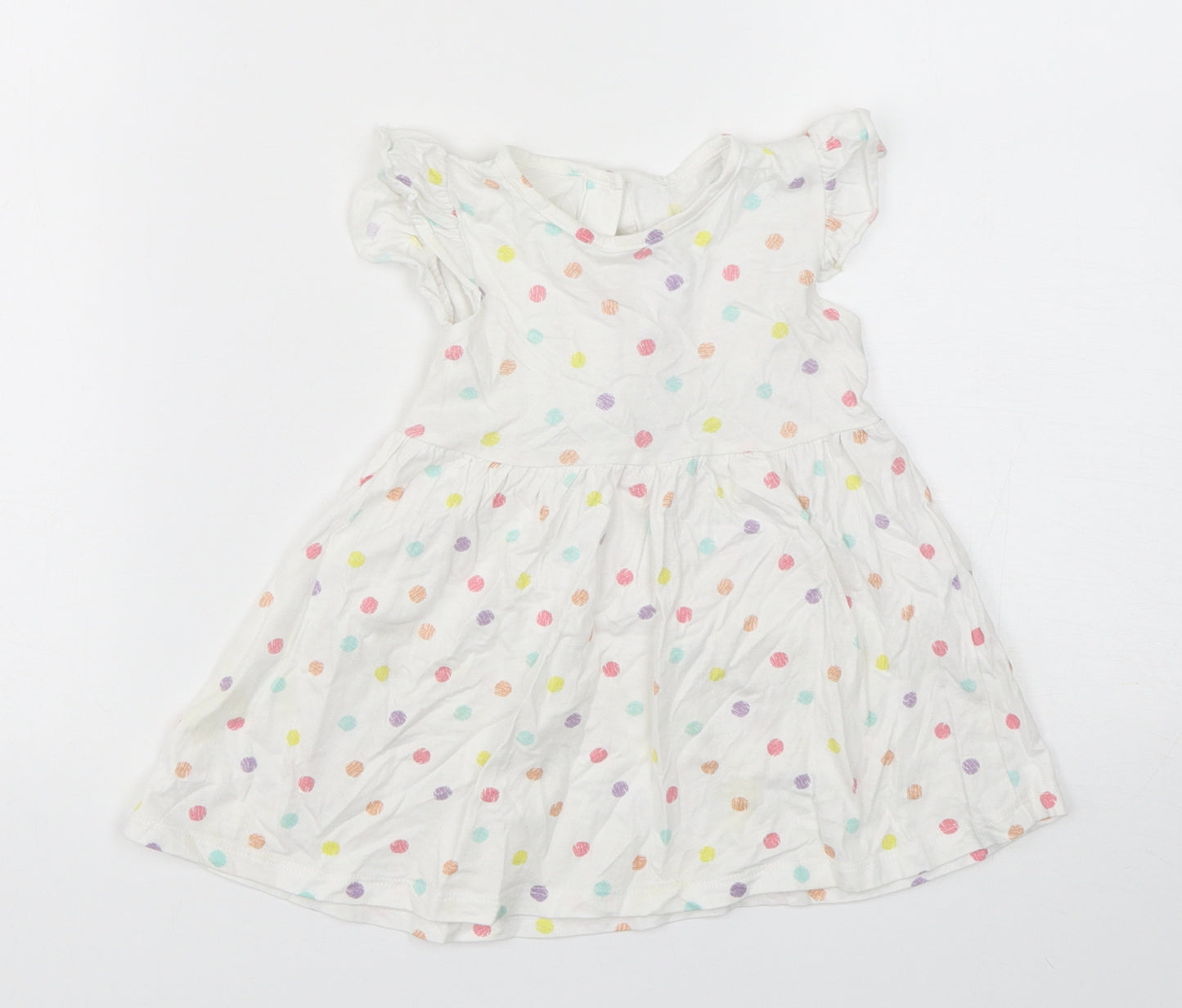 Matalan Girls Multicoloured Polka Dot Cotton A-Line  Size 9-12 Months  Round Neck Pullover