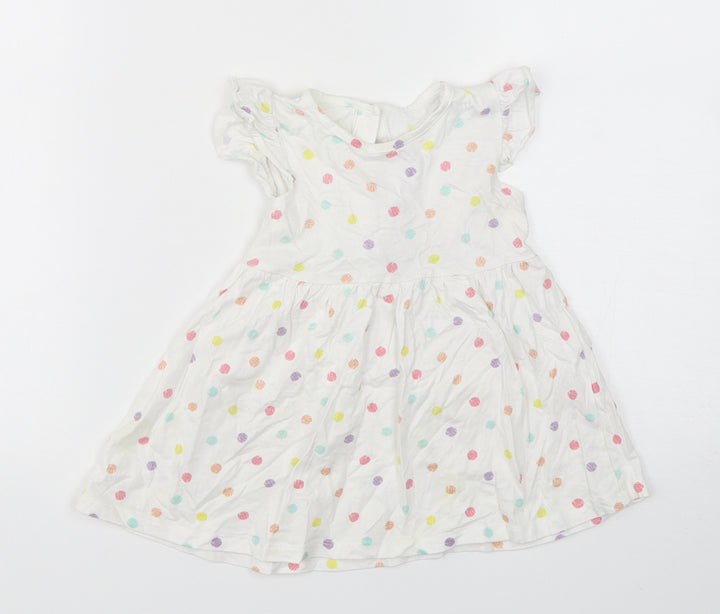 Matalan Girls Multicoloured Polka Dot Cotton A-Line  Size 9-12 Months  Round Neck Pullover