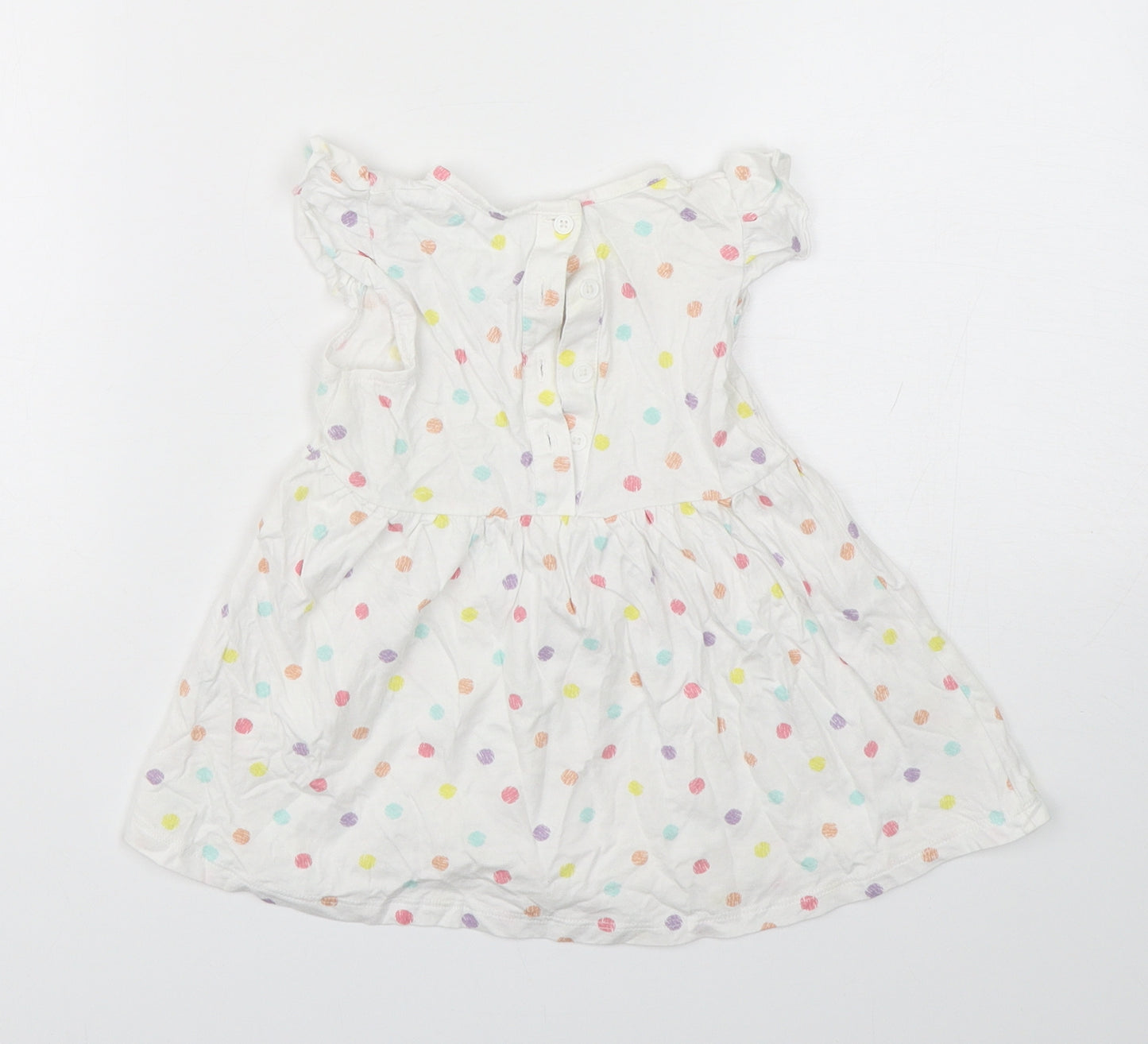 Matalan Girls Multicoloured Polka Dot Cotton A-Line  Size 9-12 Months  Round Neck Pullover