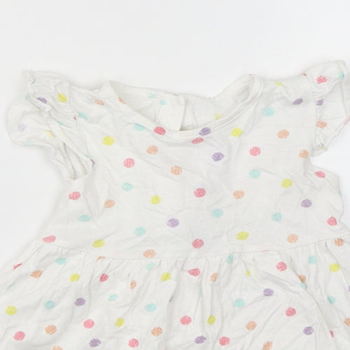 Matalan Girls Multicoloured Polka Dot Cotton A-Line  Size 9-12 Months  Round Neck Pullover