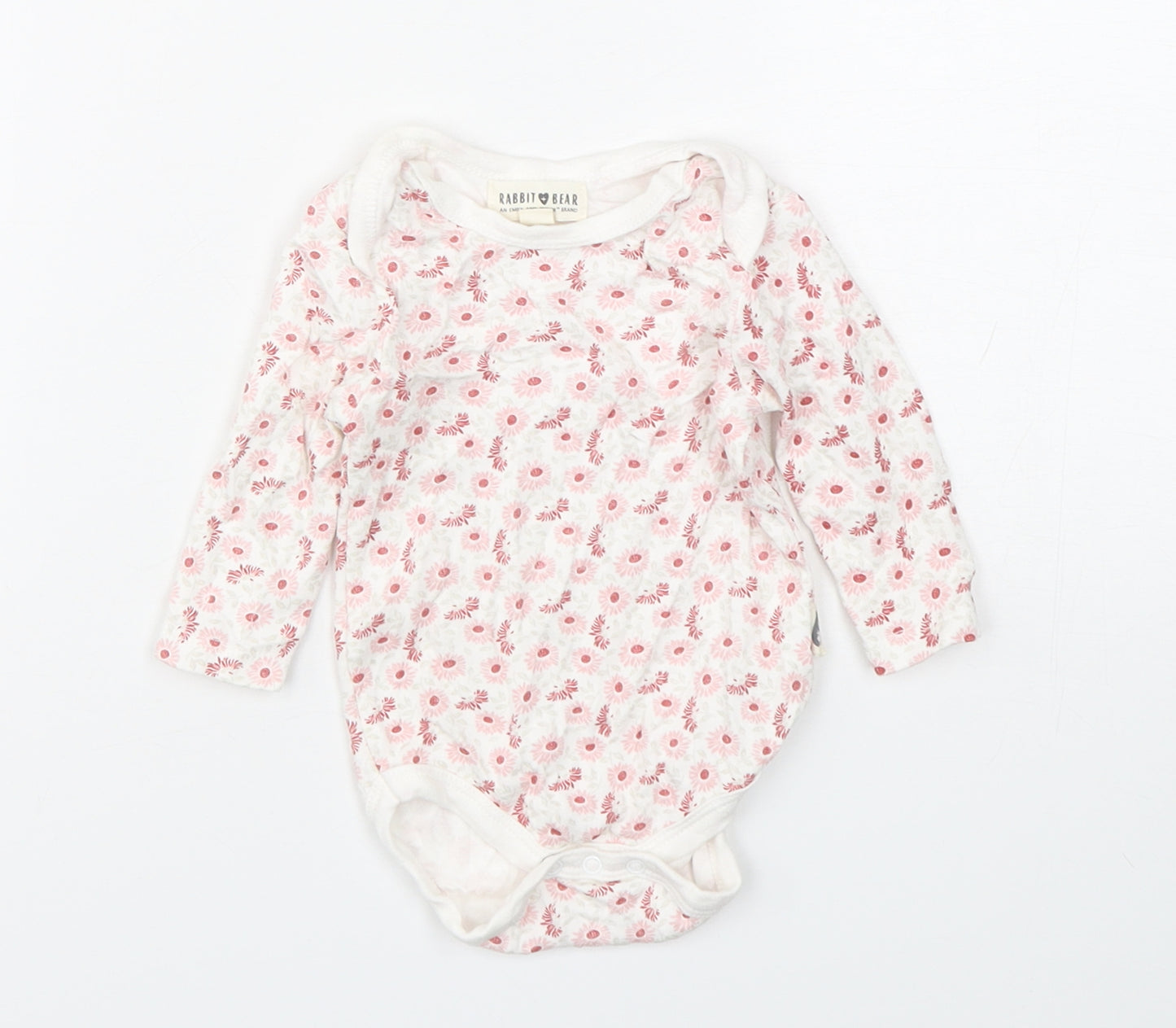 Rabbit & Bear Girls Multicoloured Floral Cotton Babygrow One-Piece Size 3-6 Months  Snap
