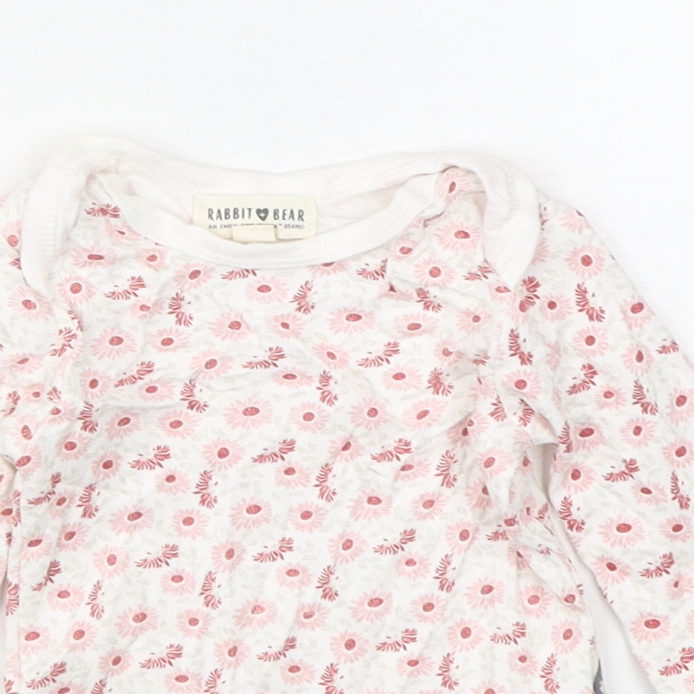 Rabbit & Bear Girls Multicoloured Floral Cotton Babygrow One-Piece Size 3-6 Months  Snap
