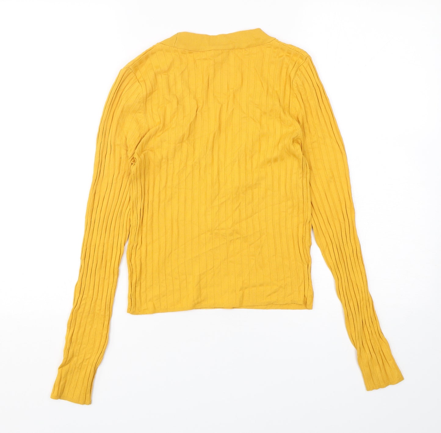 Cooperative  Womens Yellow V-Neck  Polyamide Pullover Jumper Size M