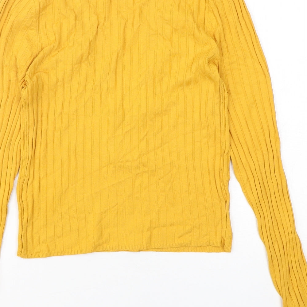 Cooperative  Womens Yellow V-Neck  Polyamide Pullover Jumper Size M