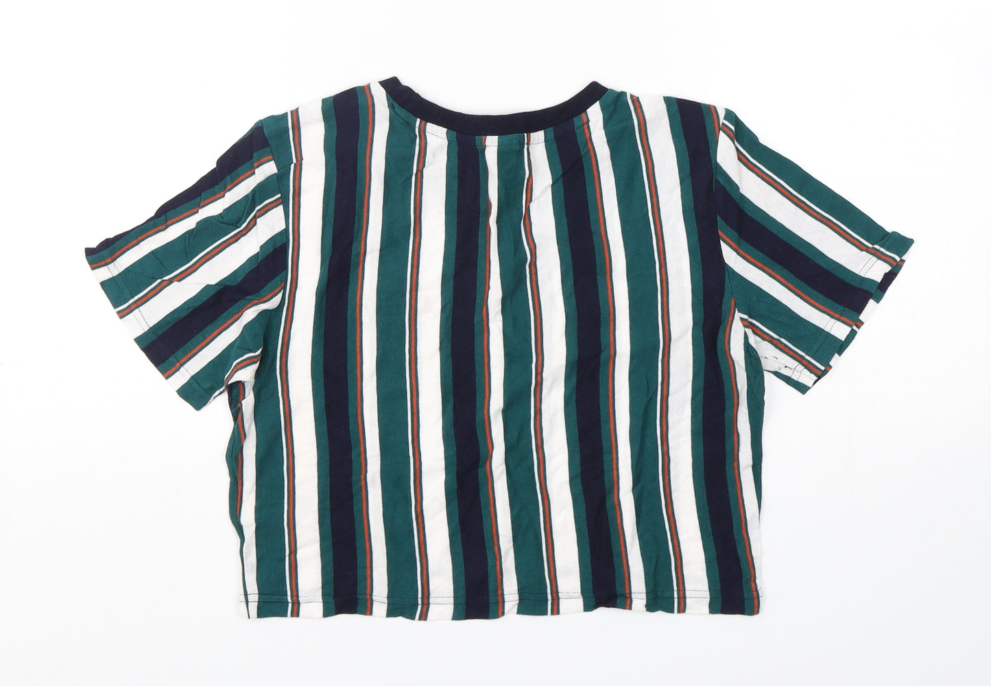 Urban Outfitters  Womens Multicoloured Striped Cotton Cropped T-Shirt Size S Round Neck
