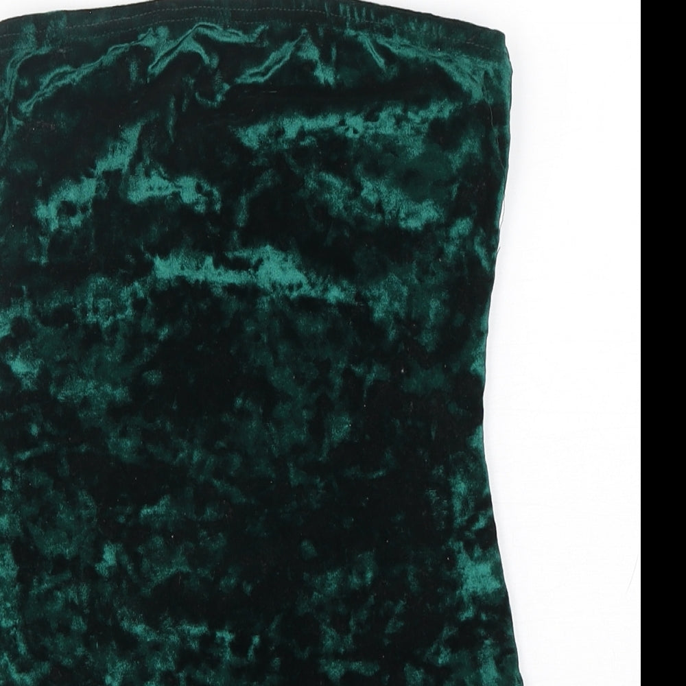 PRETTYLITTLETHING Womens Green  Polyester Bodysuit One-Piece Size 6  Snap