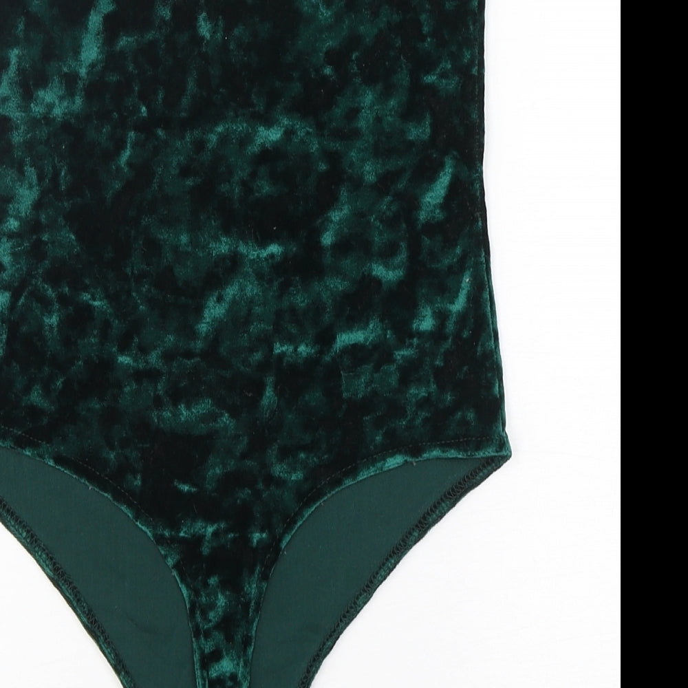 PRETTYLITTLETHING Womens Green  Polyester Bodysuit One-Piece Size 6  Snap