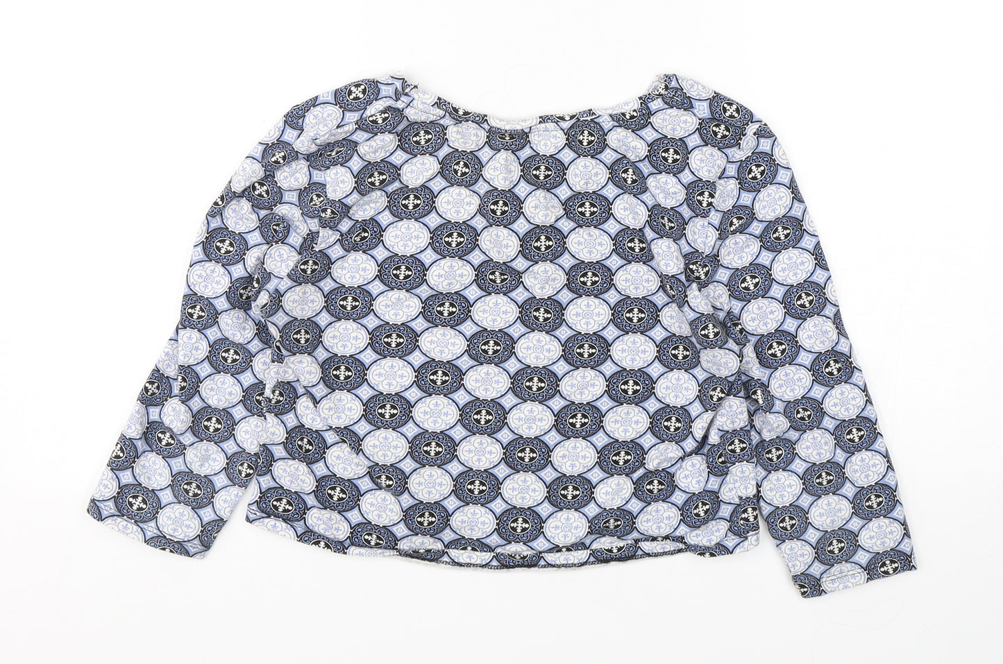 Candy Couture Girls Blue Geometric Cotton Basic T-Shirt Size 16 Years Round Neck Pullover