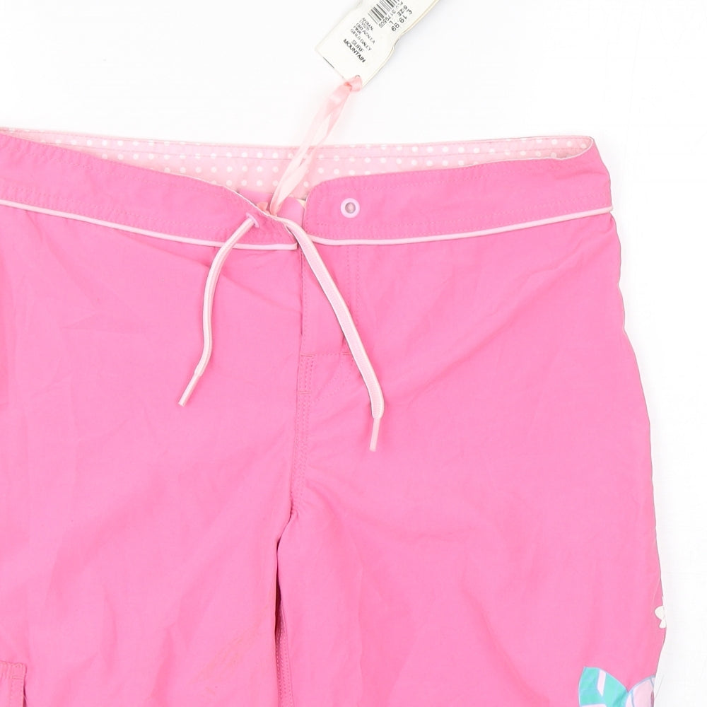 Animal  Girls Pink Floral Polyester Bermuda Shorts Size L  Regular Drawstring - Swim Shorts