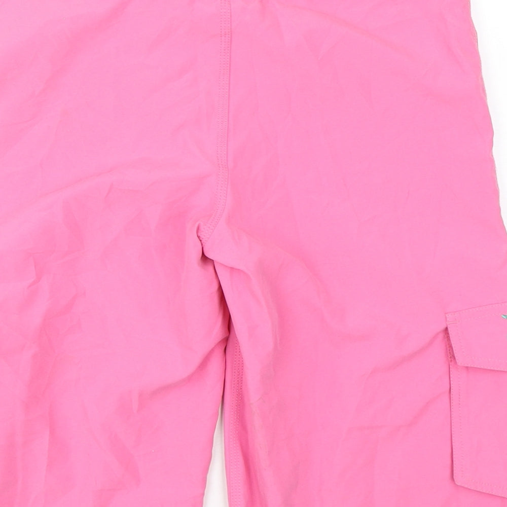 Animal  Girls Pink Floral Polyester Bermuda Shorts Size L  Regular Drawstring - Swim Shorts