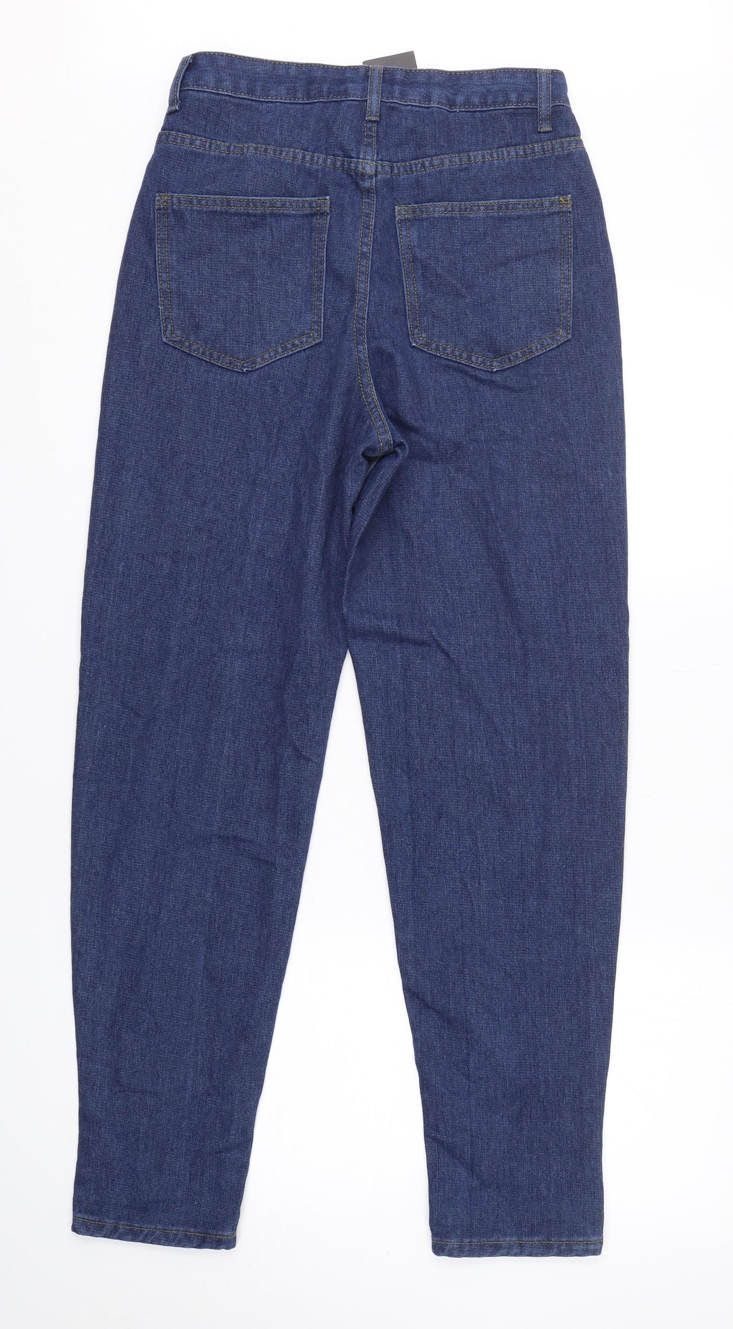 PRETTYLITTLETHING Womens Blue  Cotton Mom Jeans Size 8 L30 in Regular