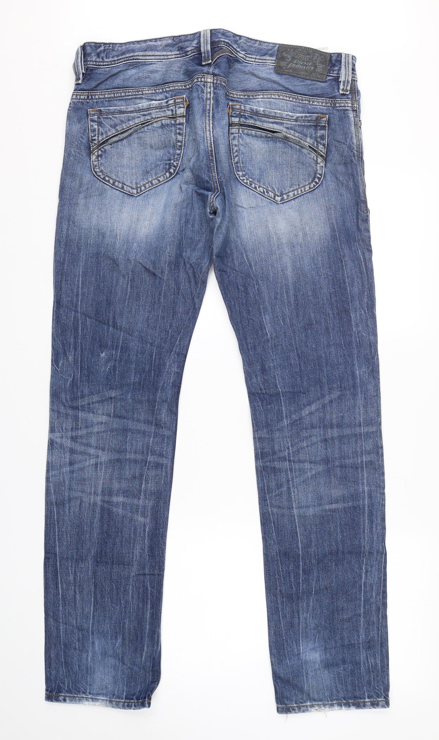 Diesel  Mens Blue  Cotton Straight Jeans Size 34 L32 in Regular