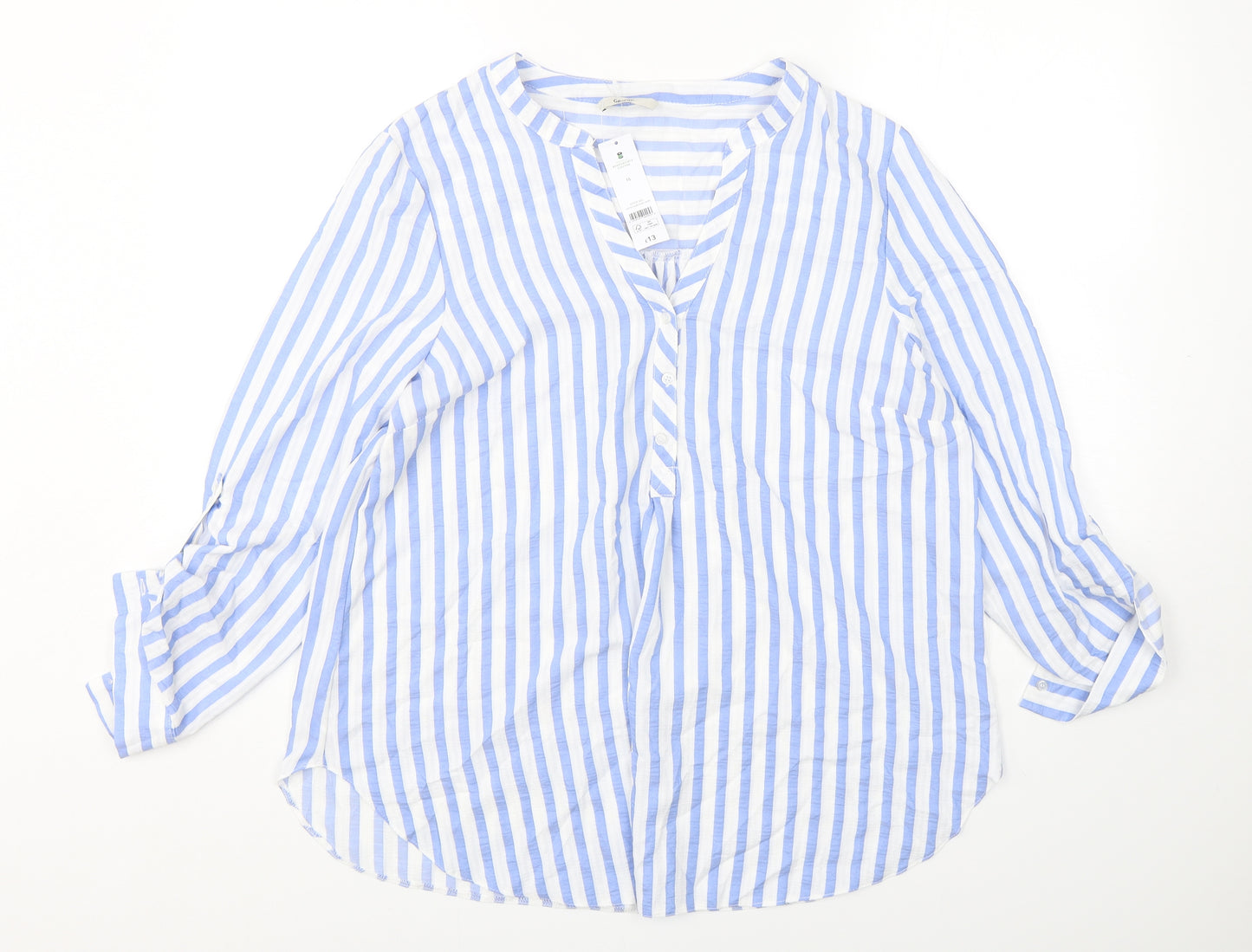 George Womens Multicoloured Striped Viscose Basic Blouse Size 16 V-Neck