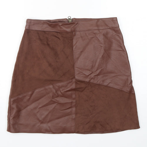 Paraphrase Womens Brown  Polyurethane Mini Skirt Size 10