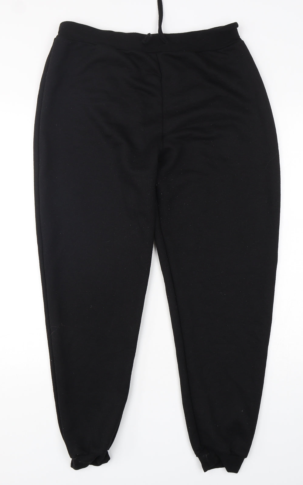 PRETTYLITTLETHING Womens Black  Cotton Sweatpants Trousers Size 16 L29 in Regular