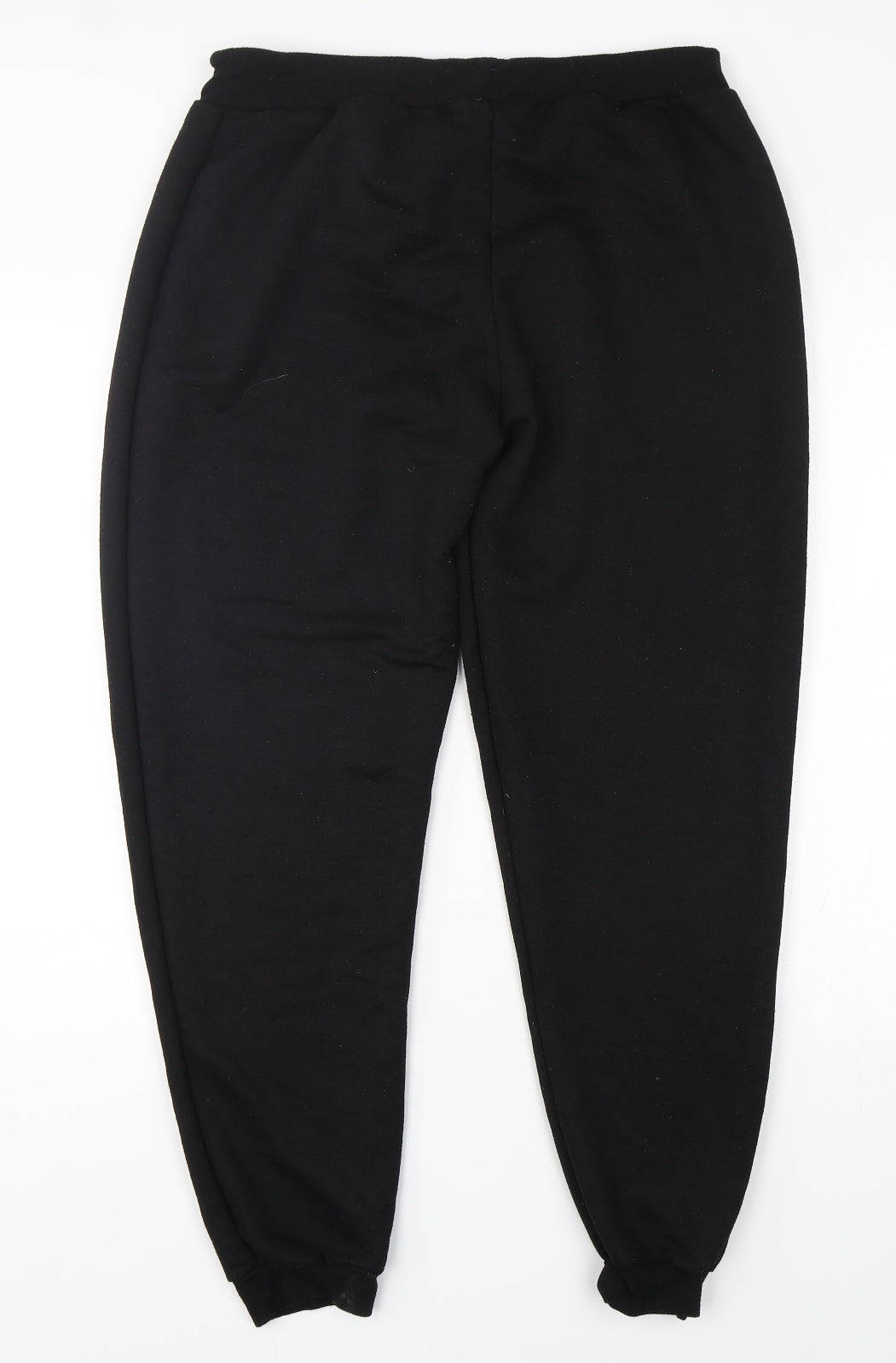 PRETTYLITTLETHING Womens Black  Cotton Sweatpants Trousers Size 16 L29 in Regular