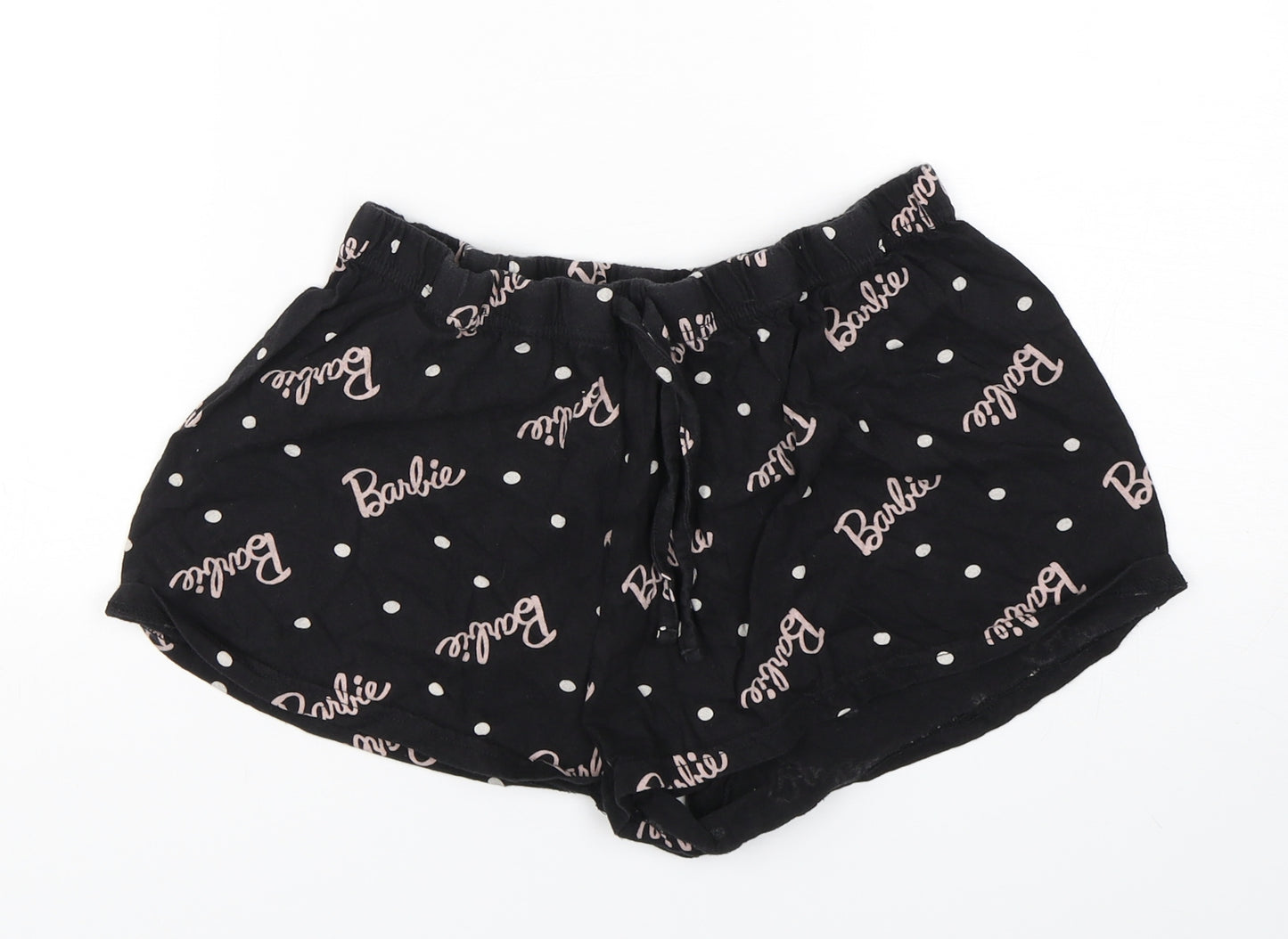 Primark Womens Black Geometric Cotton  Sleep Shorts Size 12   - barbie