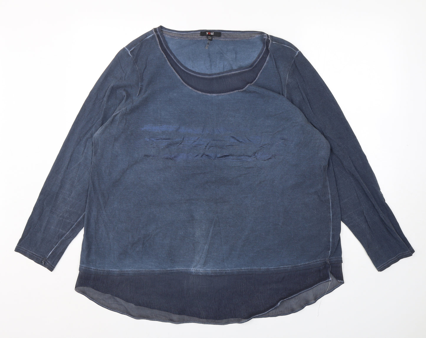 Yest Womens Blue  Cotton Tunic T-Shirt Size 20 Round Neck