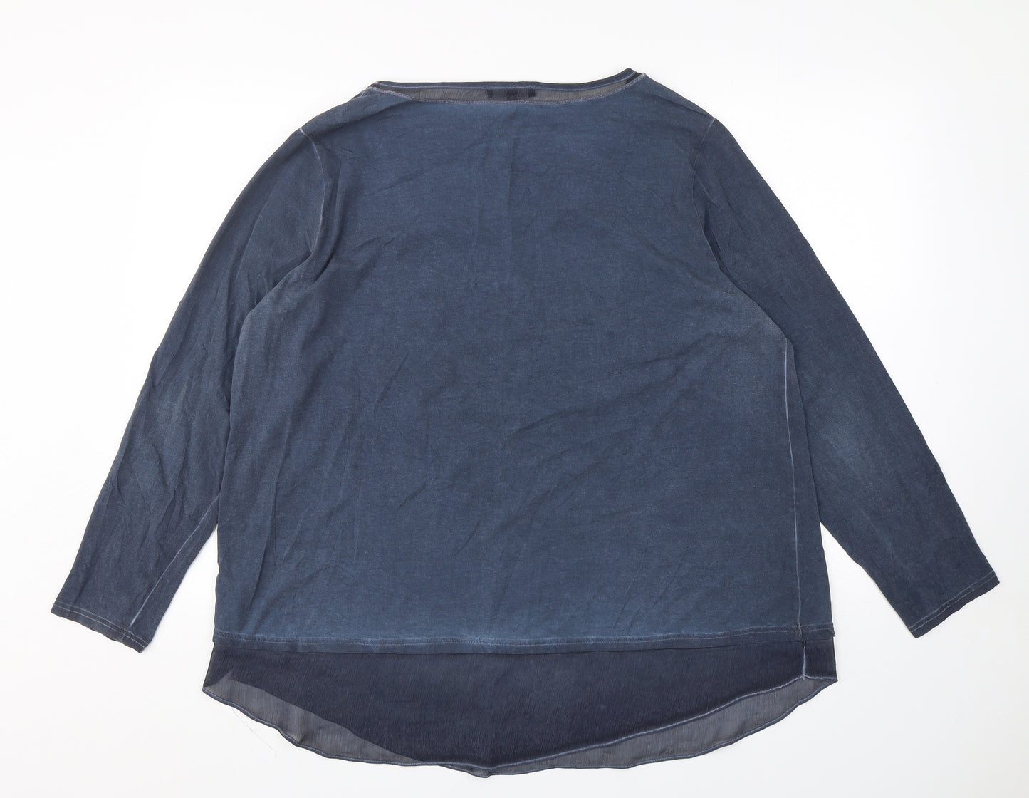 Yest Womens Blue  Cotton Tunic T-Shirt Size 20 Round Neck