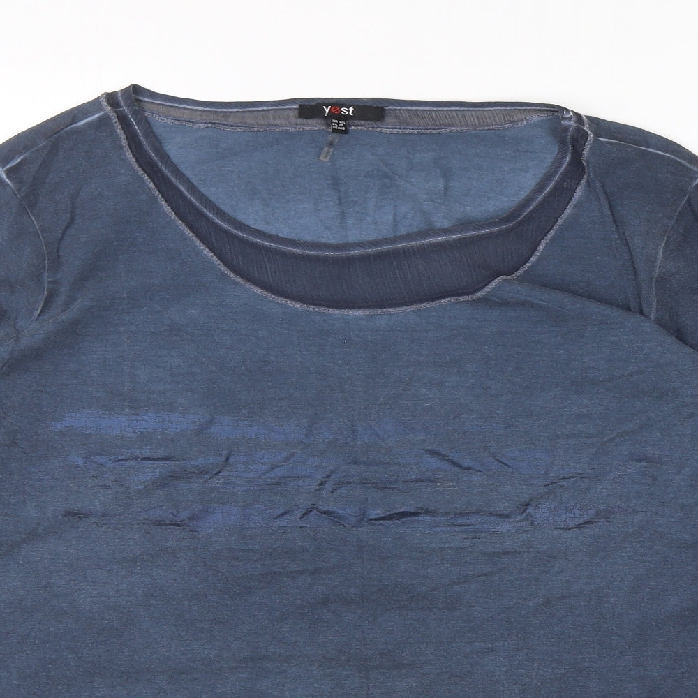 Yest Womens Blue  Cotton Tunic T-Shirt Size 20 Round Neck