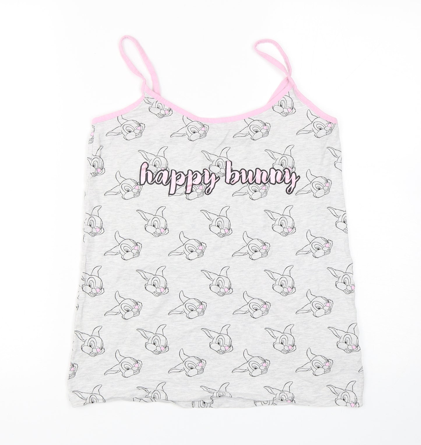 Love To Lounge Womens Grey Geometric Cotton Top Pyjama Top Size 12