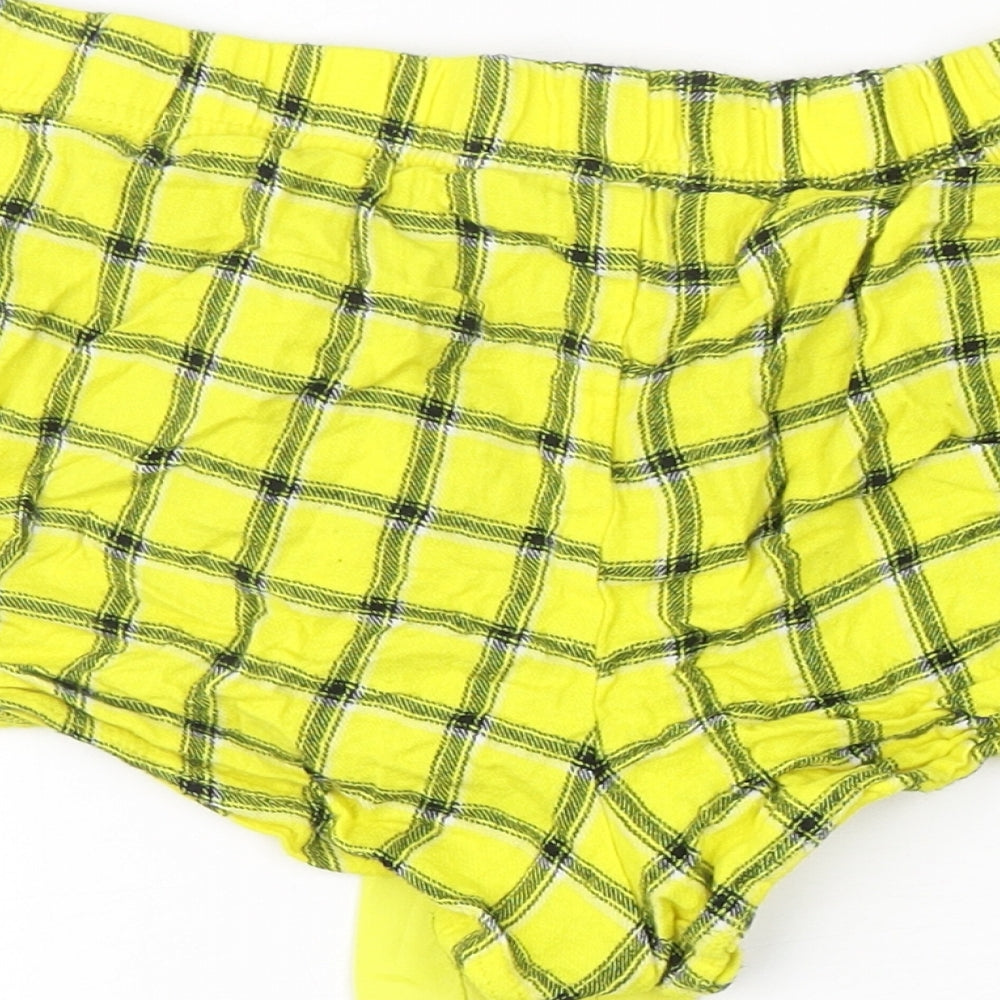 Primark Womens Yellow Check Cotton  Sleep Shorts Size 12   - Clueless