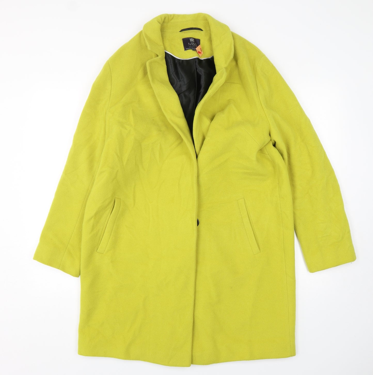 Marks and Spencer Womens Green   Overcoat Coat Size 14  Button