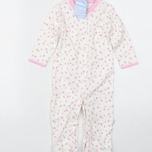 JoJo Maman Bébé Girls Pink Polka Dot Cotton Babygrow One-Piece Size 3-6 Months  Snap
