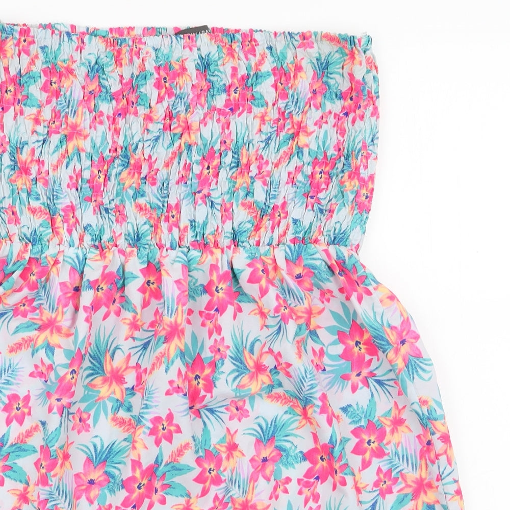 Primark Womens Multicoloured Floral Polyester A-Line  Size L  Off the Shoulder Pullover - Beach cover up