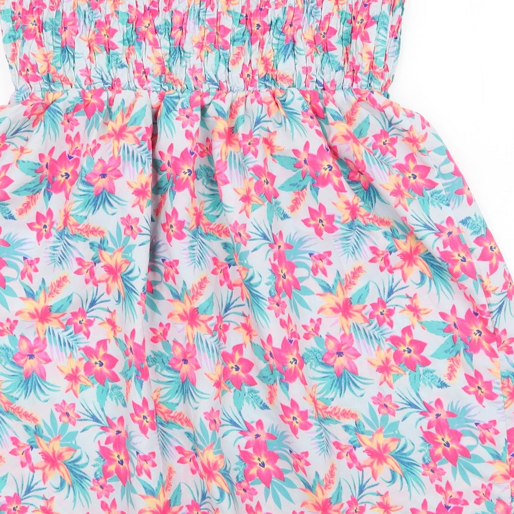 Primark Womens Multicoloured Floral Polyester A-Line  Size L  Off the Shoulder Pullover - Beach cover up