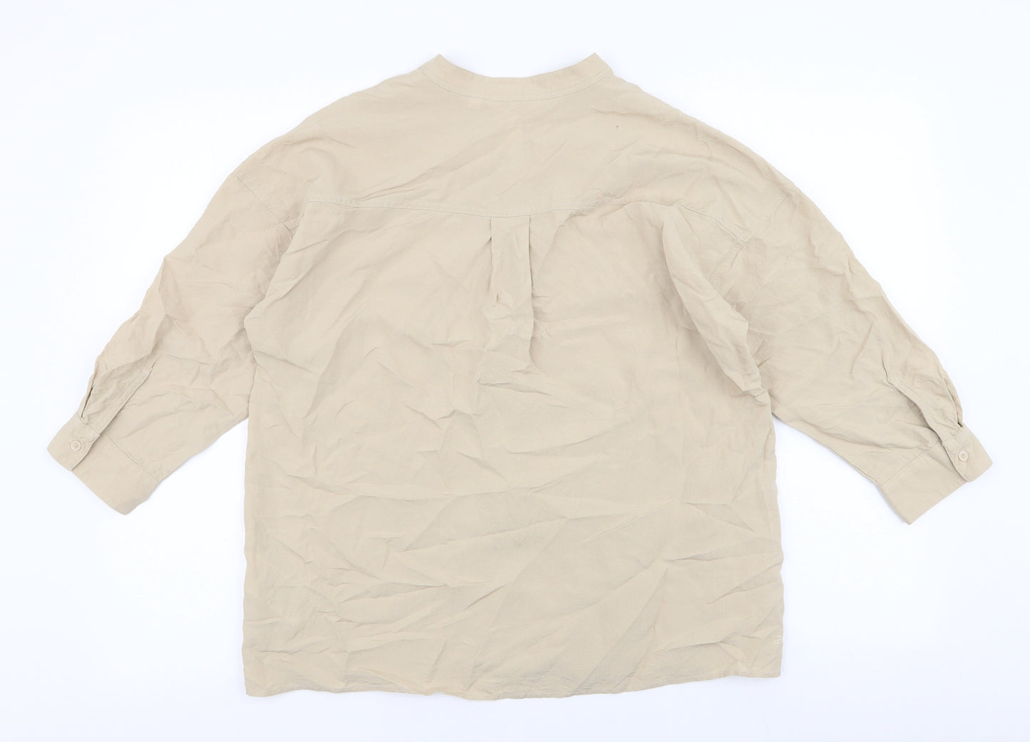 Uniqlo Womens Beige  Viscose Basic Blouse Size XS Henley
