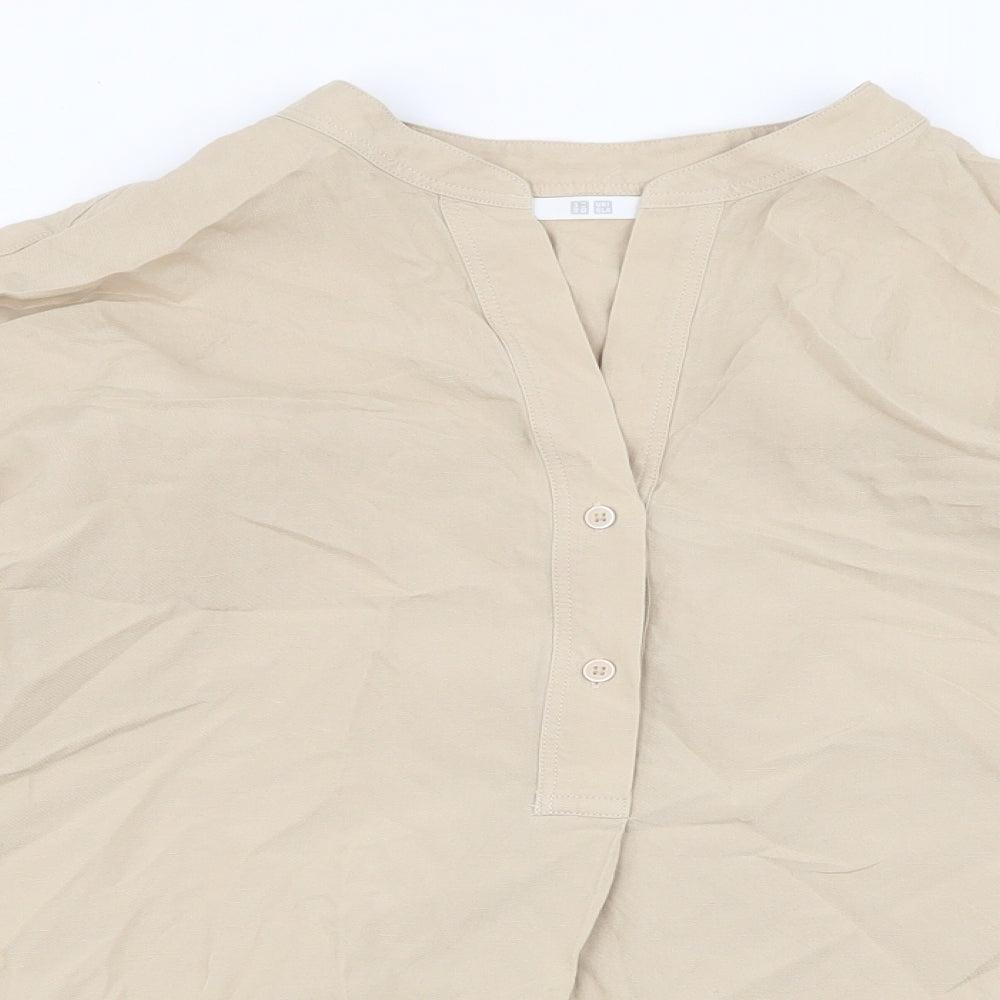 Uniqlo Womens Beige  Viscose Basic Blouse Size XS Henley