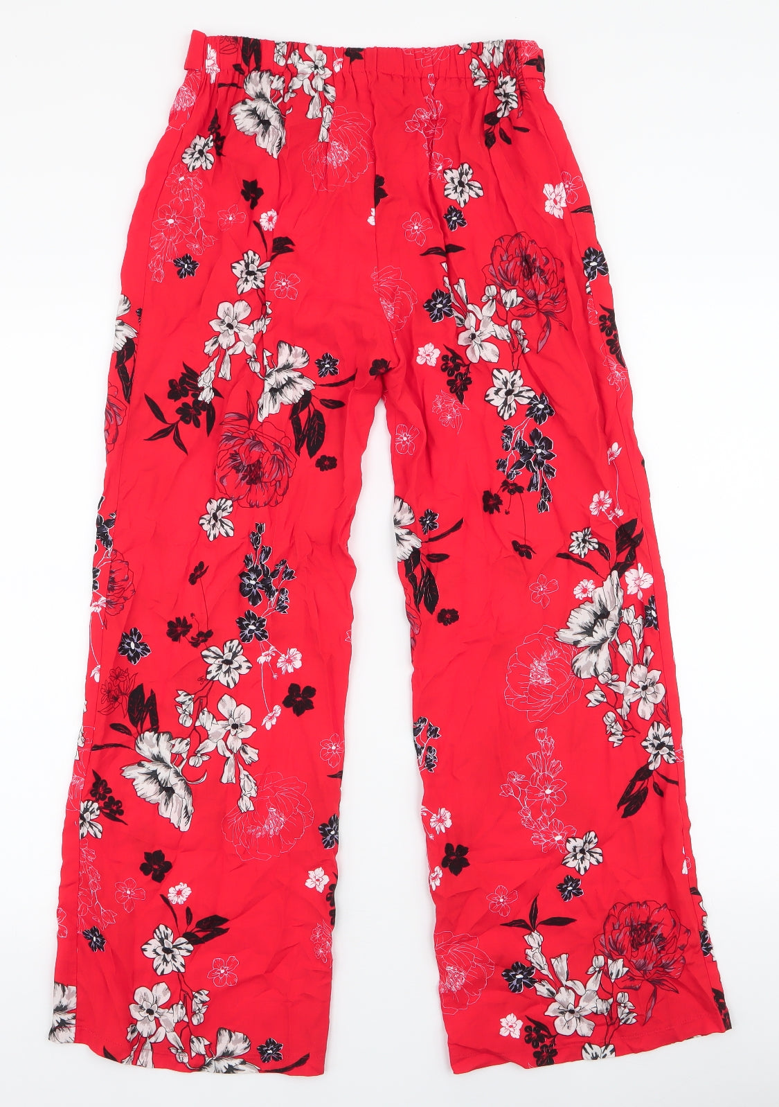 Lipsy Girls Red Floral 100% Viscose Dress Pants Trousers Size 13 Years  Regular Drawstring
