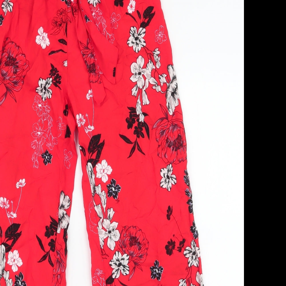 Lipsy Girls Red Floral 100% Viscose Dress Pants Trousers Size 13 Years  Regular Drawstring