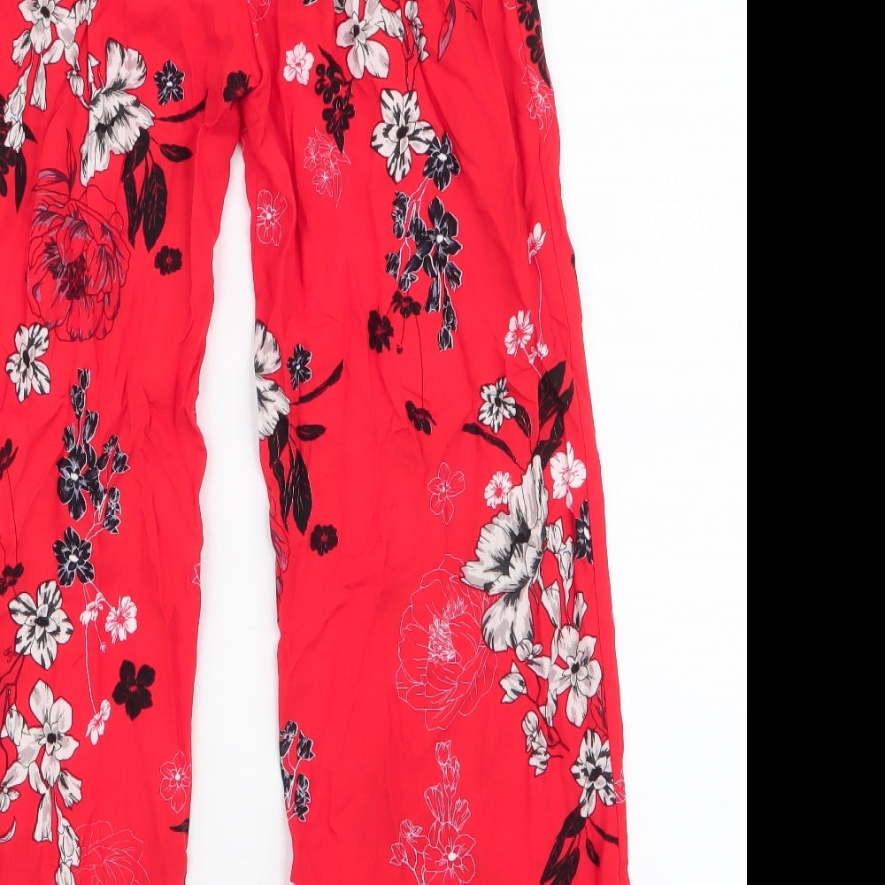 Lipsy Girls Red Floral 100% Viscose Dress Pants Trousers Size 13 Years  Regular Drawstring