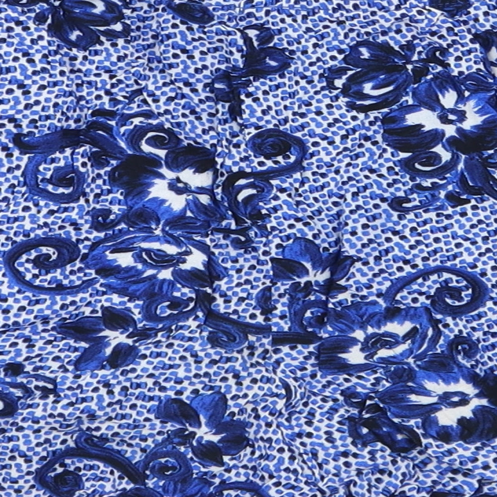 Papaya Womens Blue Floral 100% Viscose Sweat Shorts Size 14 L3 in Regular Drawstring