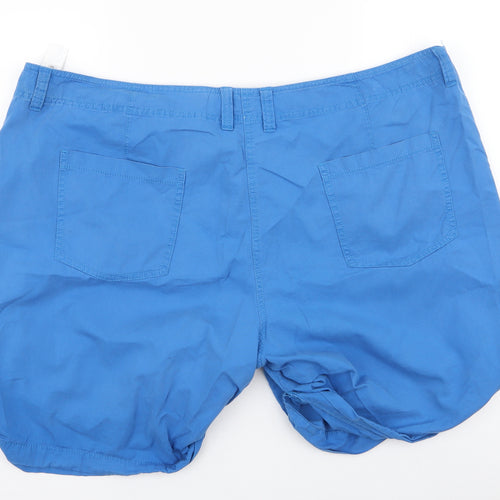 Marks and Spencer Womens Blue  100% Cotton Cargo Shorts Size 22 L9 in Regular Zip