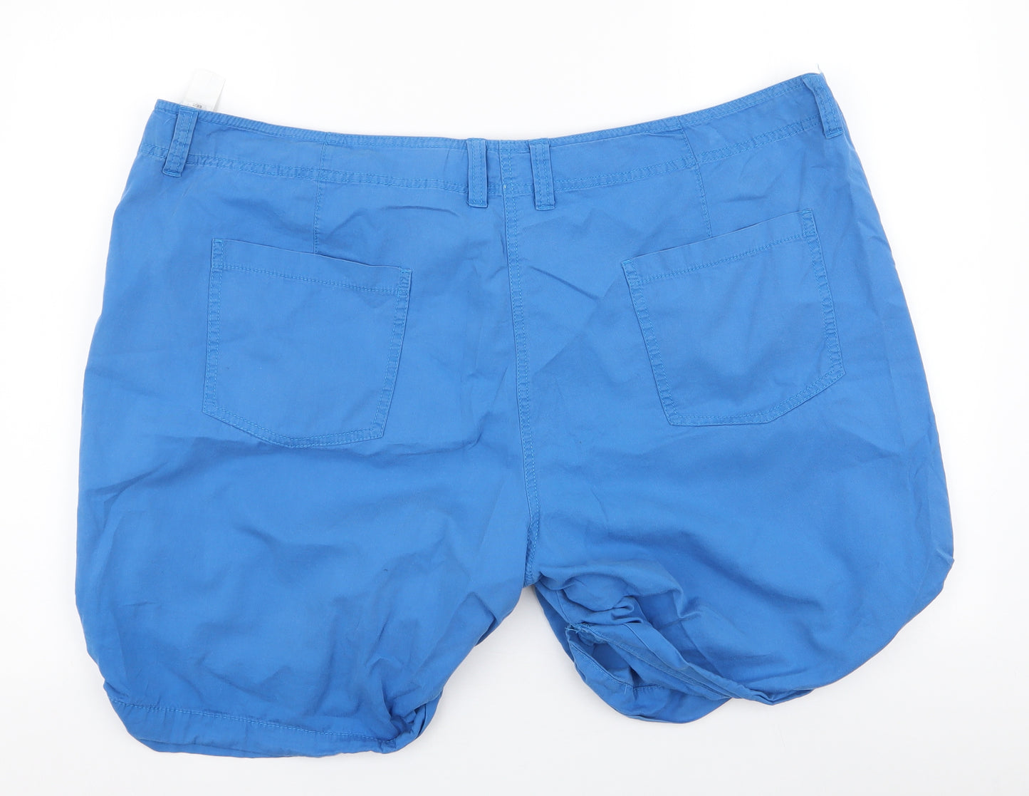 Marks and Spencer Womens Blue  100% Cotton Cargo Shorts Size 22 L9 in Regular Zip