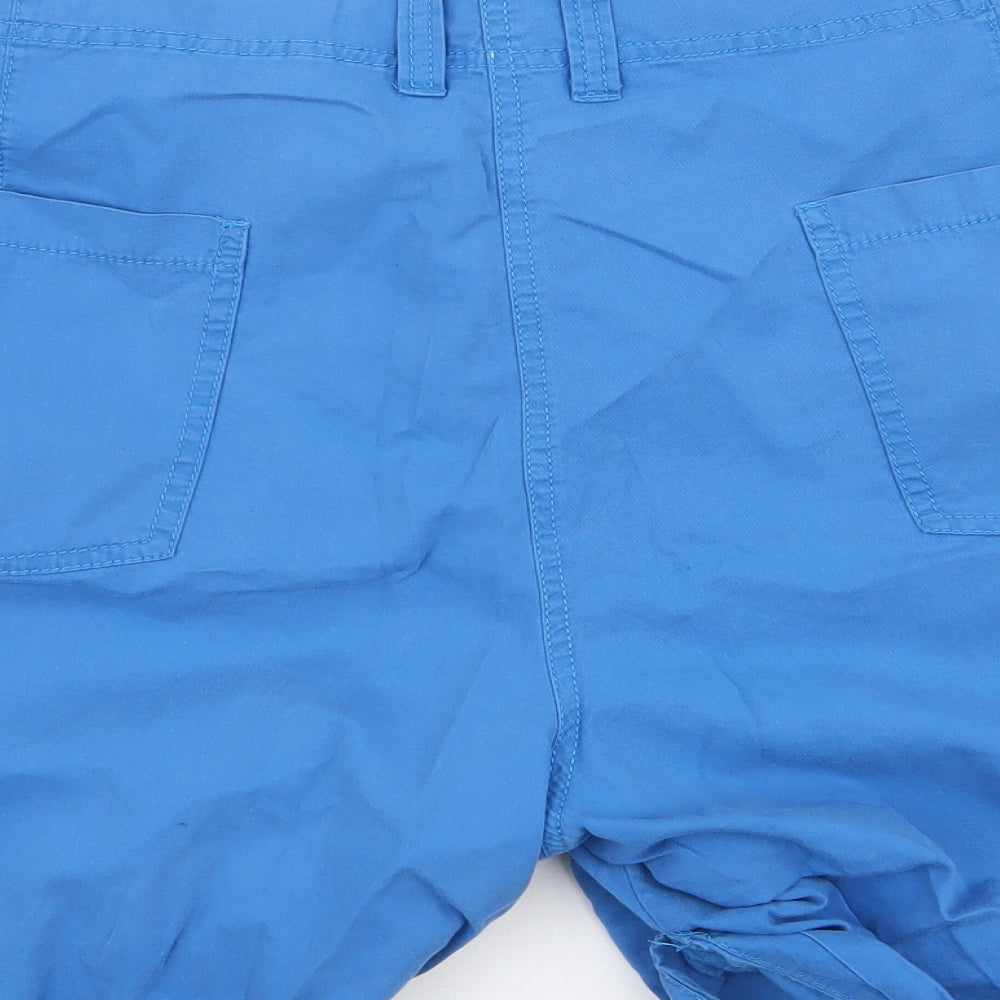 Marks and Spencer Womens Blue  100% Cotton Cargo Shorts Size 22 L9 in Regular Zip