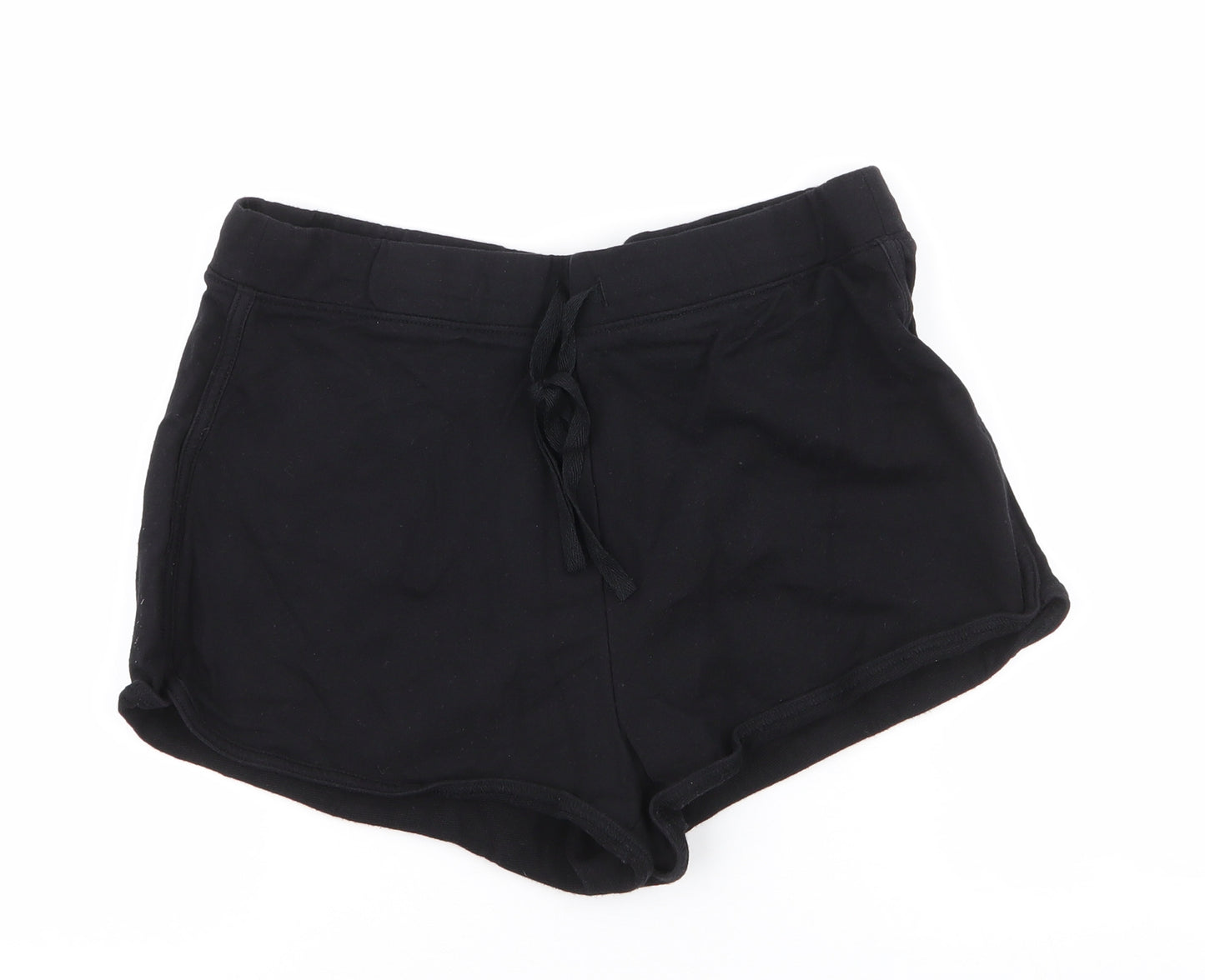 Papaya Womens Black  100% Cotton Sweat Shorts Size 14 L3 in Regular Drawstring