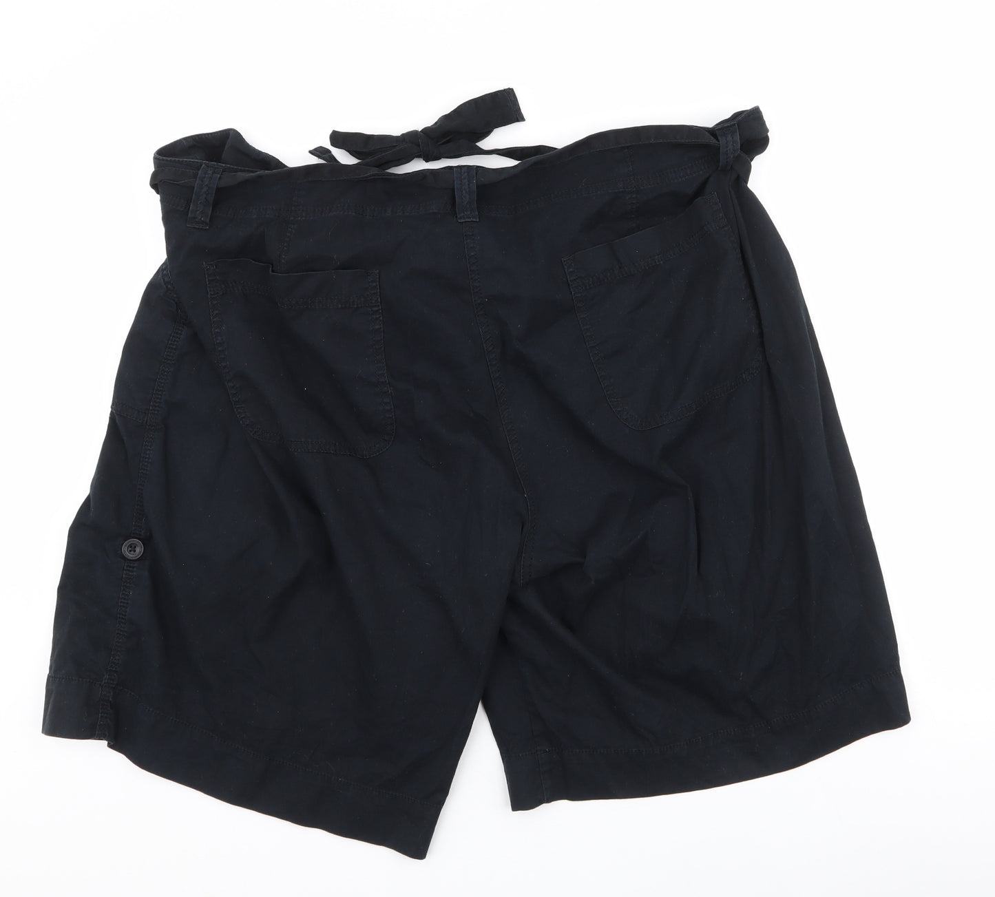 Marks and Spencer Womens Black  100% Cotton Cargo Shorts Size 22 L11 in Regular Zip