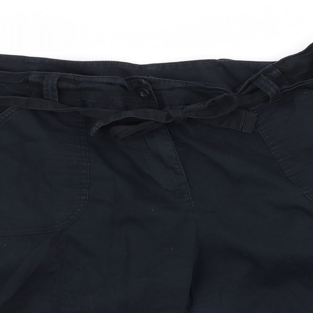 Marks and Spencer Womens Black  100% Cotton Cargo Shorts Size 22 L11 in Regular Zip